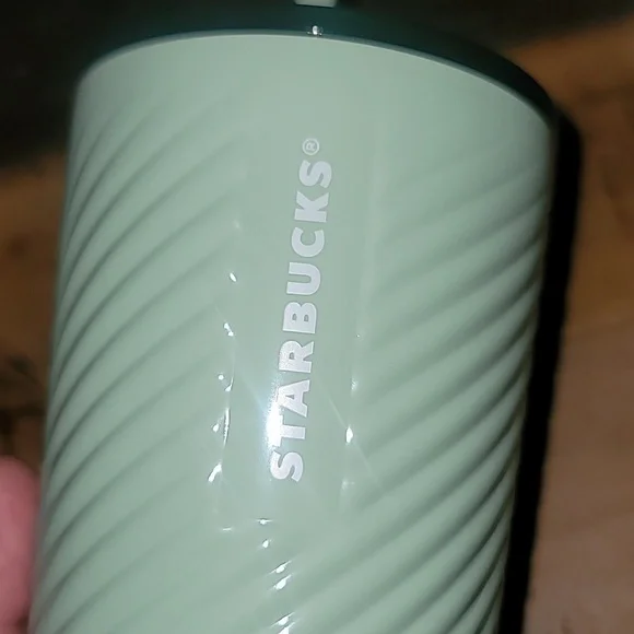 Starbucks Swirled Metal Light Green Tumbler Cup Venti - Picture 2 of 9